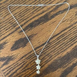 EUC Sterling Silver and Plumaria Pendant Necklace